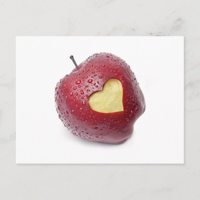 Carte Postale Pomme rouge fraîche avec un symbole en forme de (Devant)