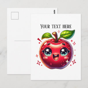 Carte Postale Pomme rouge mignonne personnalisable