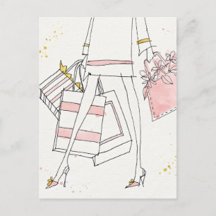 Carte Postale Pomme sauvage   Croquis de mode rose moderne