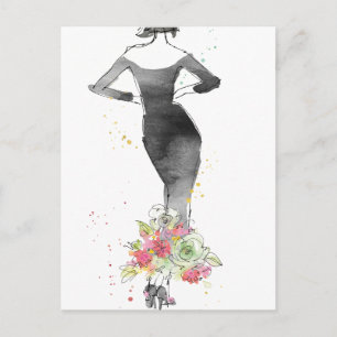 Carte Postale Pomme sauvage   Croquis de robe florale chic