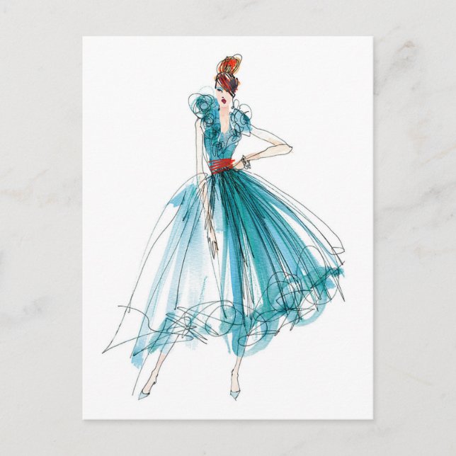 Carte Postale Pomme sauvage | Haute Couture - Croquis mode (Devant)