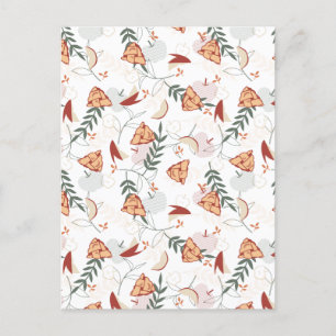 Carte Postale Pomme tarte à la florale motif blanc