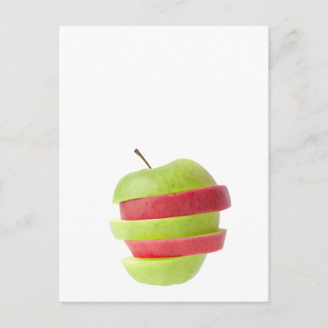 Carte Postale Pomme tranchée rouge et verte (Devant)
