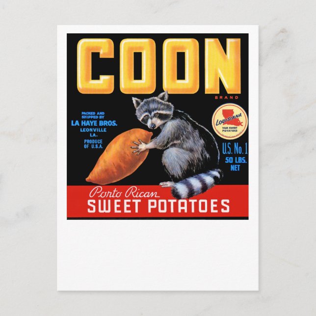 Carte Postale Pommes de terre sucrées de marque de coton (Devant)