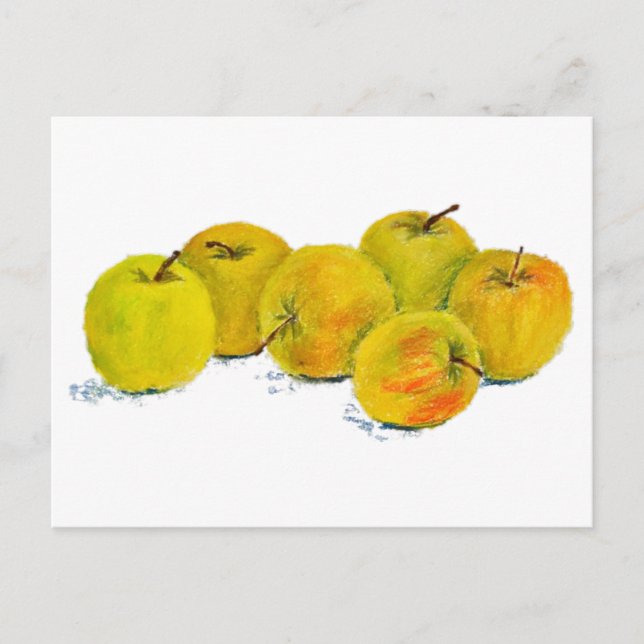 Carte Postale Pommes jaunes pastel nature morte (Devant)