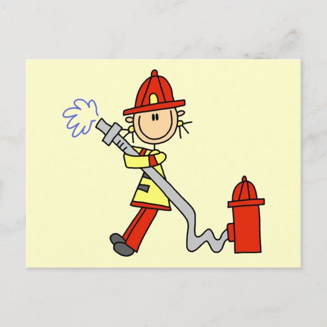 Carte Postale Pompier avec chemises et cadeaux de tuyau (Devant)