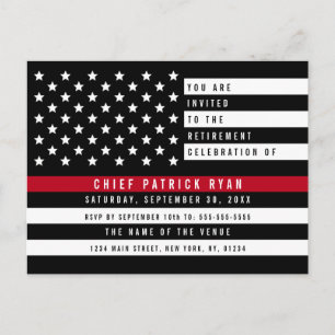 Carte Postale Pompier Mince Red Line American Flag Retraite