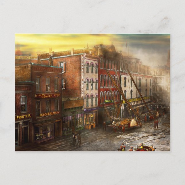 Carte Postale Pompier - Washington DC - Feu sur les lits de Bede (Devant)