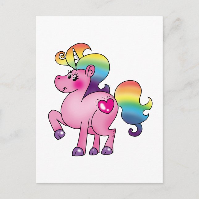 Carte Postale poney à licorne mignonne (Devant)