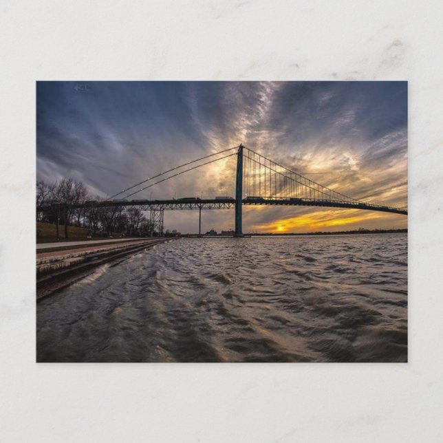 Carte Postale Pont Ambsassador sur la rivière Detroit (Devant)