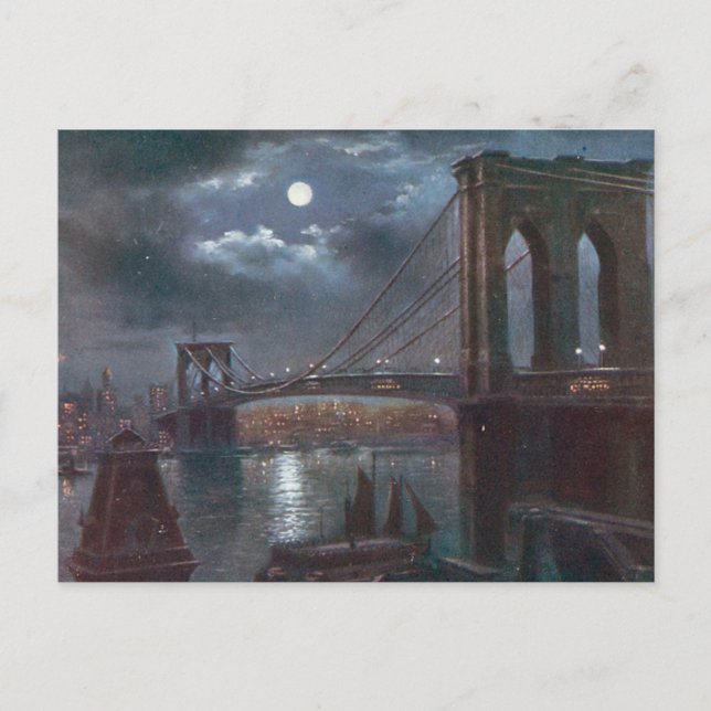 Carte Postale Pont Brooklyn au clair de lune (Devant)