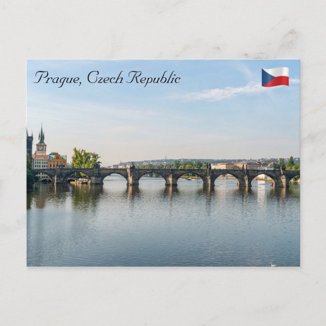 Carte Postale Pont Charles et rivière Vltava - Prague (Devant)