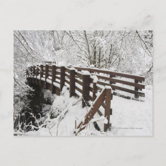Carte Postale Pont couvert de neige en bois