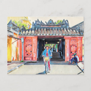 Carte Postale Pont couvert Hoi An Vietnam Asie Aquarelle