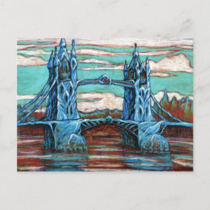 Carte Postale Pont croissant dans une ville d'imaginaires
