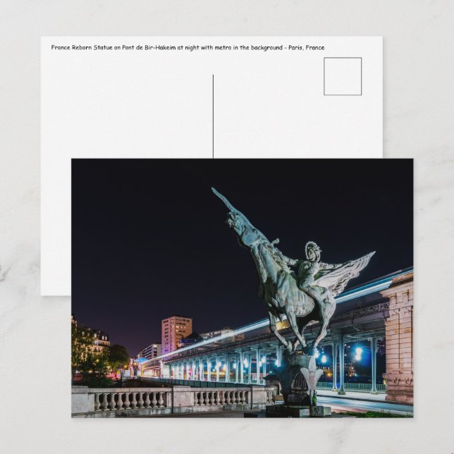 Carte Postale Pont de Bir-Hakeim la nuit - Paris, France (Devant / Derrière)