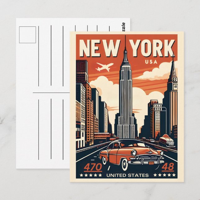 Carte Postale Pont de Brooklyn de la ville de New York voiture c (Devant / Derrière)