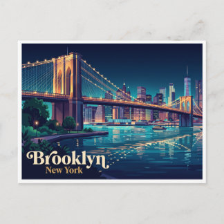 Carte Postale Pont de Brooklyn la nuit New York