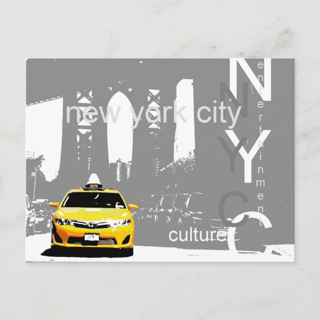 Carte Postale Pont de Brooklyn Nyc New York City Taxi Jaune (Devant)