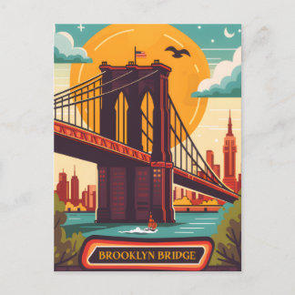 Carte Postale Pont de Brooklyn NYC Voyage Rétro