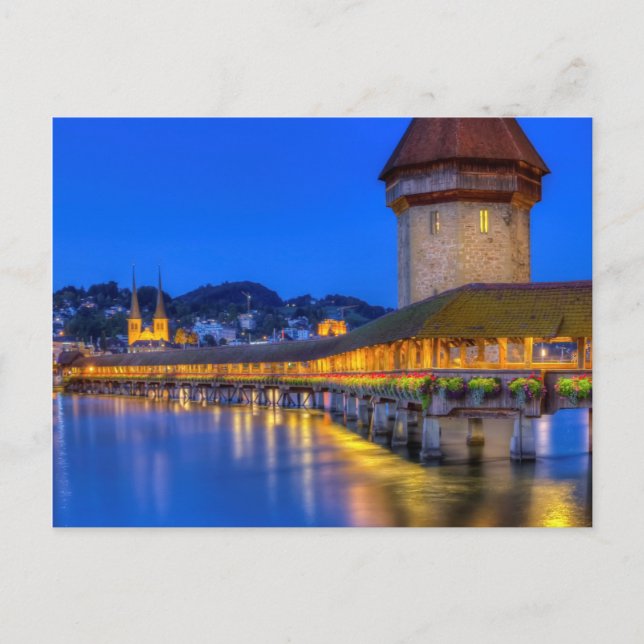Carte Postale Pont de chapelle, Kapellbrucke, Lucerne, Suisse (Devant)