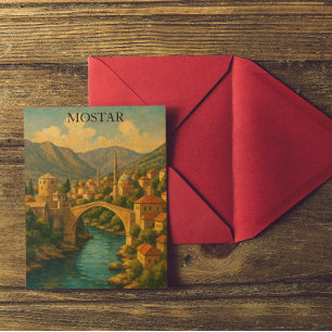 Carte Postale Pont de Mostar vintage Voyage en Bosnie
