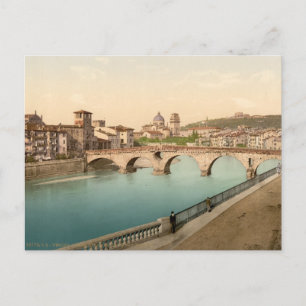 Carte Postale Pont de pierre et San Giorgio, Vérone, Italie