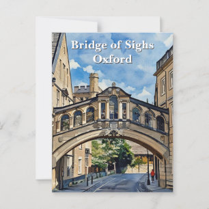 Carte Postale Pont des Soupirs à Oxford Watercolor Peinture