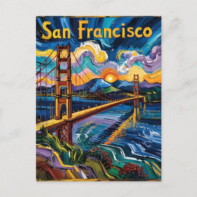 Carte Postale Pont du Golden Gate de San Francisco dans le style (Devant)