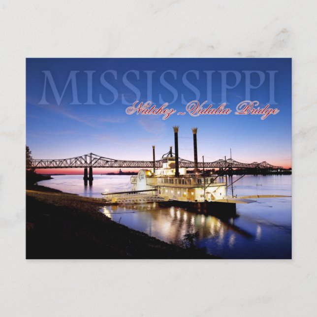 Carte Postale Pont Natchez-Vidalia et Casino Riverboat (Devant)