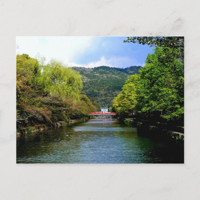 Carte Postale Pont rouge au-dessus d'un canal de Kyoto (Devant)