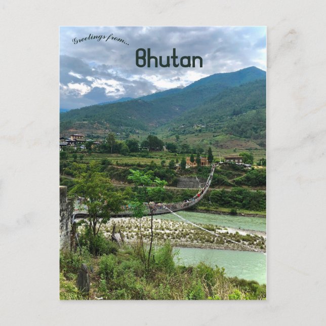 Carte Postale Pont suspendu au Bhoutan (Devant)