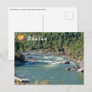 Carte Postale Pont suspendu au-dessus d'une rivière au Bhoutan