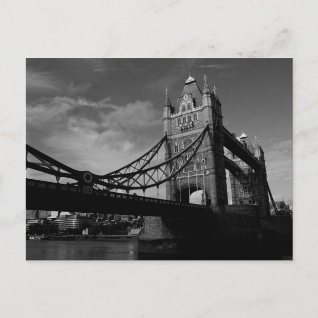 Carte Postale pont tour noir et blanc Image (Devant)