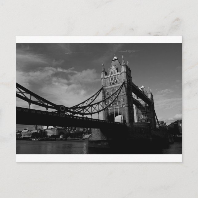 Carte Postale pont tour noir et blanc Image (Devant)