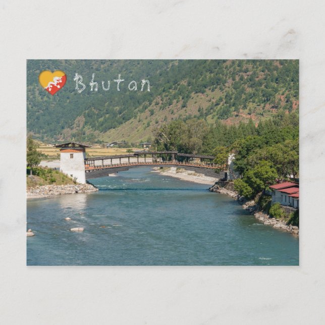 Carte Postale Pont vers le Punakha Dzong au Bhoutan (Devant)