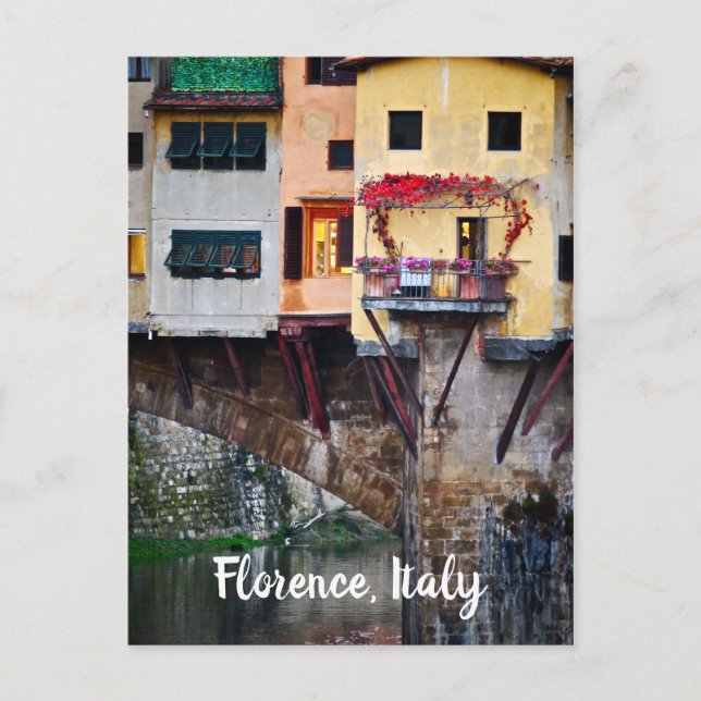 Carte Postale Ponte romantique Vecchio à Florence, Italie (Devant)