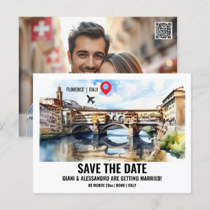 Carte Postale Ponte vecchio Florence Italie aquarelle date de sa