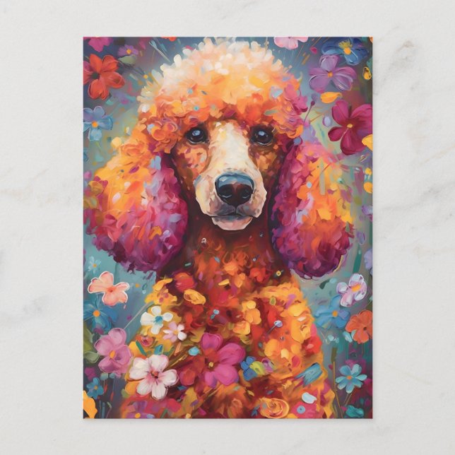 Carte Postale Poodle coloré (Devant)
