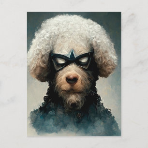 Carte Postale Poodle habillé Comme Chien Superhero