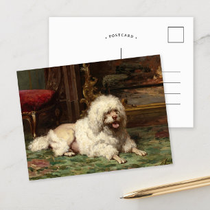 Carte Postale Poodle posé sur le coeur   École de français