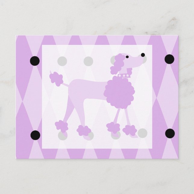 Carte Postale Poodle pourpre (Devant)