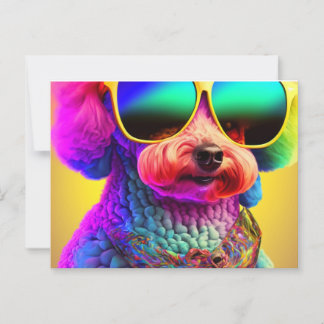 Carte Postale Poodle psychédélique