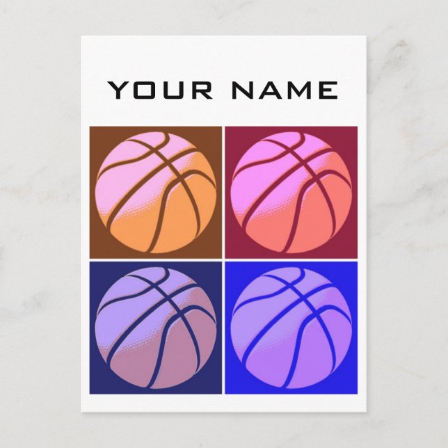 Carte Postale Pop Art Basketball Votre nom (Devant)