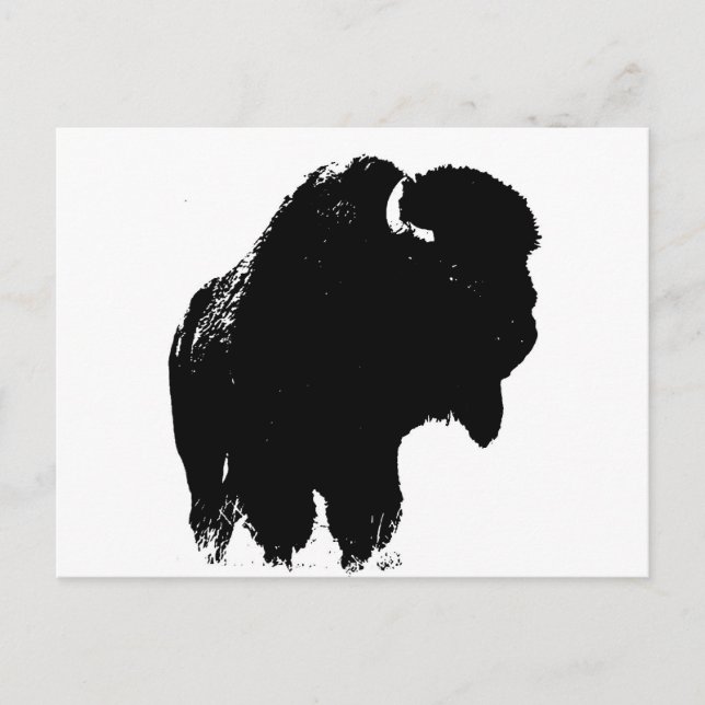 Carte Postale Pop Art Buffalo Bison Silhouette (Devant)