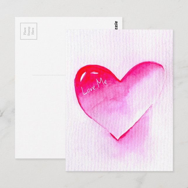 Carte Postale Pop art coeur rose valentine (Devant / Derrière)