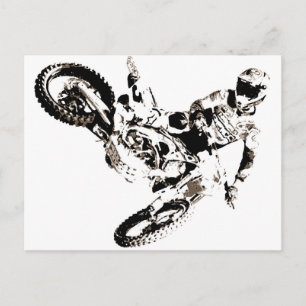 Carte Postale Pop Art Motocross Motorcyle Sport