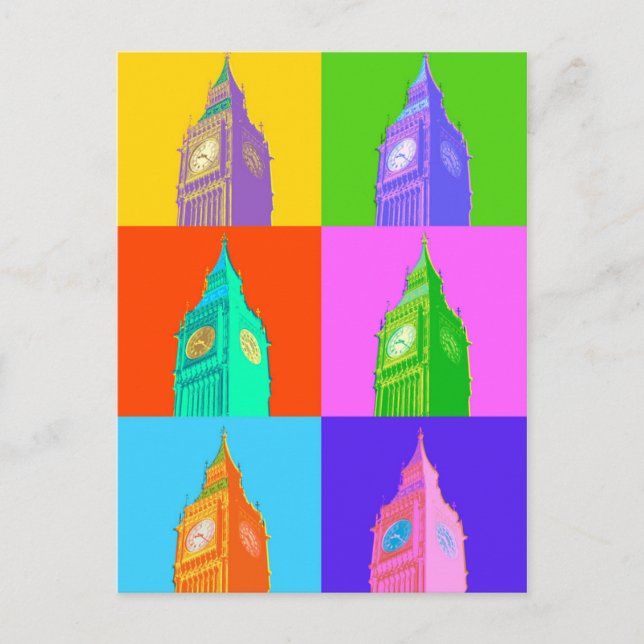 Carte Postale Pop Art Neon Big Ben (Devant)