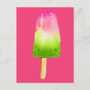 Carte Postale pop art pâsicle de framboise été