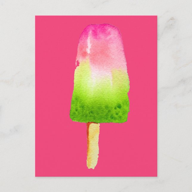 Carte Postale pop art pâsicle de framboise été (Devant)